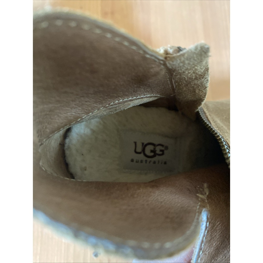 Ugg Alexandra Brown Chestnut Suede Wedge Ankle Boots Zip Booties Size 9 Sherpa - Picture 10 of 12